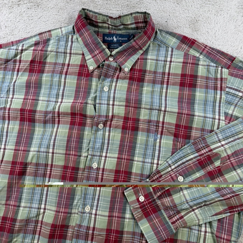 Polo Ralph Lauren Shirt Mens XL Plaid Long Sleeve Button Down Pony Pocket McMeel